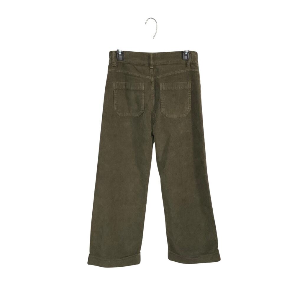Frame Green Corduroy Cuffed Wide Leg Pants Womens Size 27 Small Pockets Stretch - Picture 2 of 6